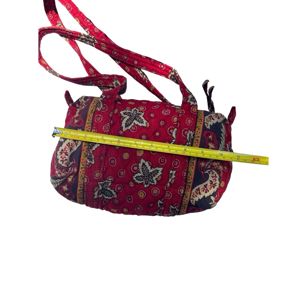 Vera Bradley Red Paisley Quilted Cotton Barrel Bag Duffel Handbag Floral Vintage - Picture 5 of 9